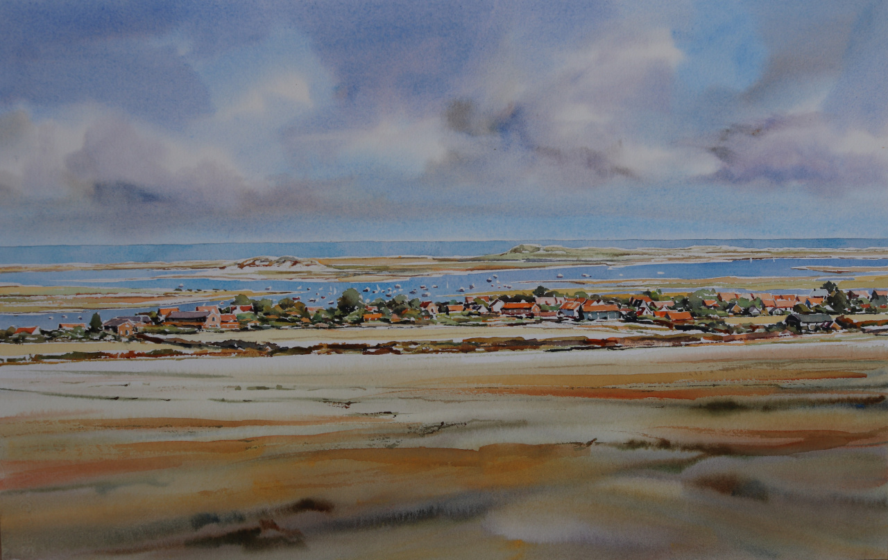 View over Brancaster Staithe from the common.